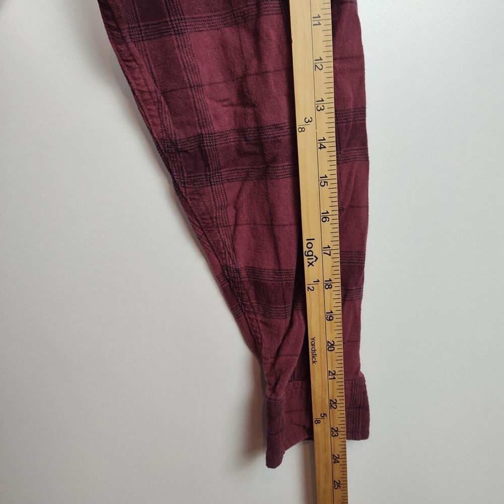 Fintech Button-Up Shirt Men's XL Maroon Plaid Long Sleeves Logo Collared - Picture 7 of 9